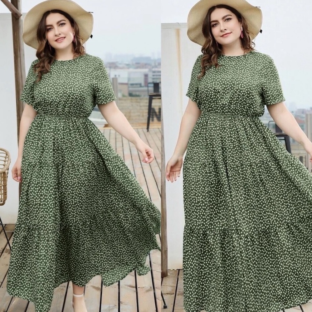 Boho plus size dot swing maxi dress - Picture 5 of 12